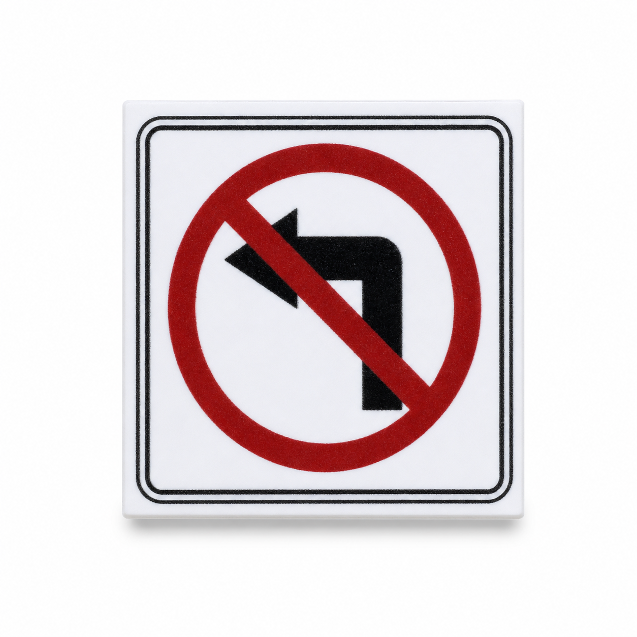 No Left Turn Road Sign - 2x2